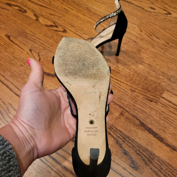 Stuart Weitzman Black Crystal Heels 7.5 - Picture 9 of 9